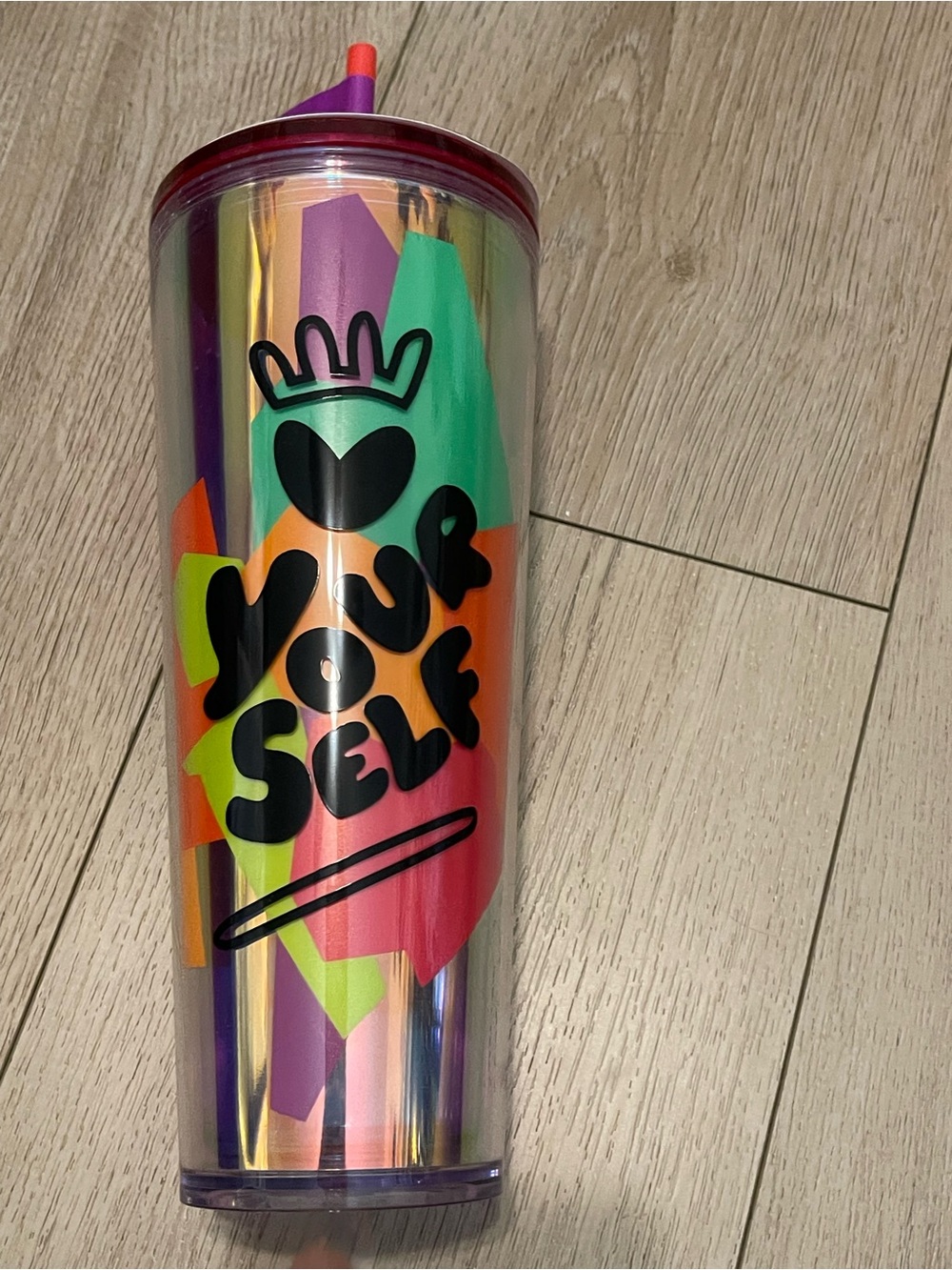 Starbucks Iridescent Multicolor 'Love Yourself' Tumbler with Black Artwork